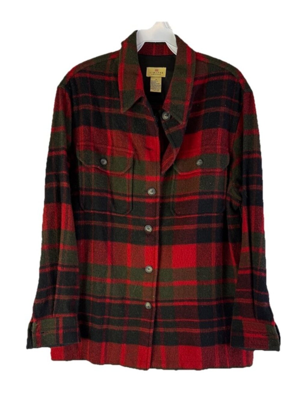 Vintage 90s Wool Blend Plaid Button Shirt Jacket Grunge